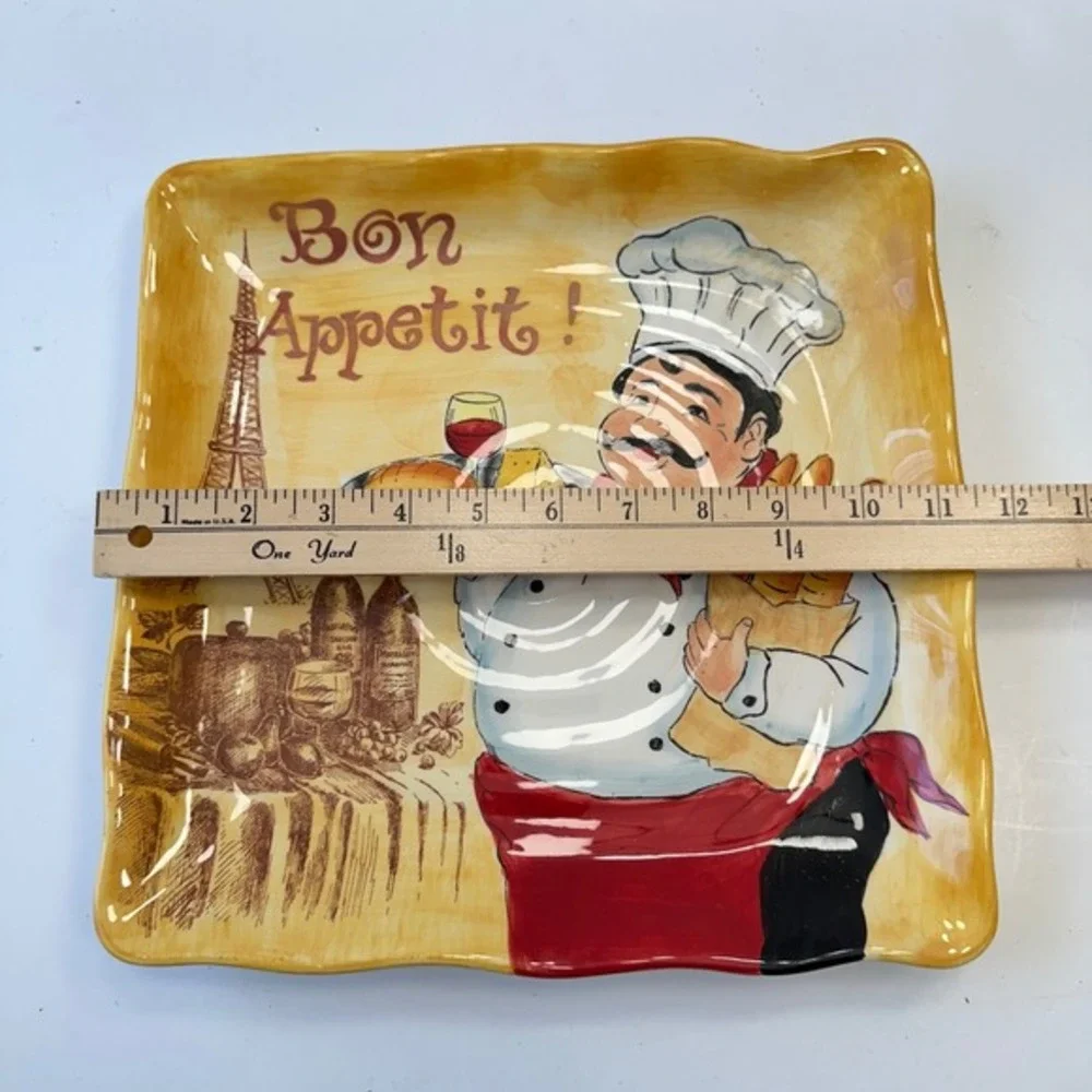 Maxcera Fat Chef Plate Bon‎ Appetit Eiffel Tower Serving Platter 11